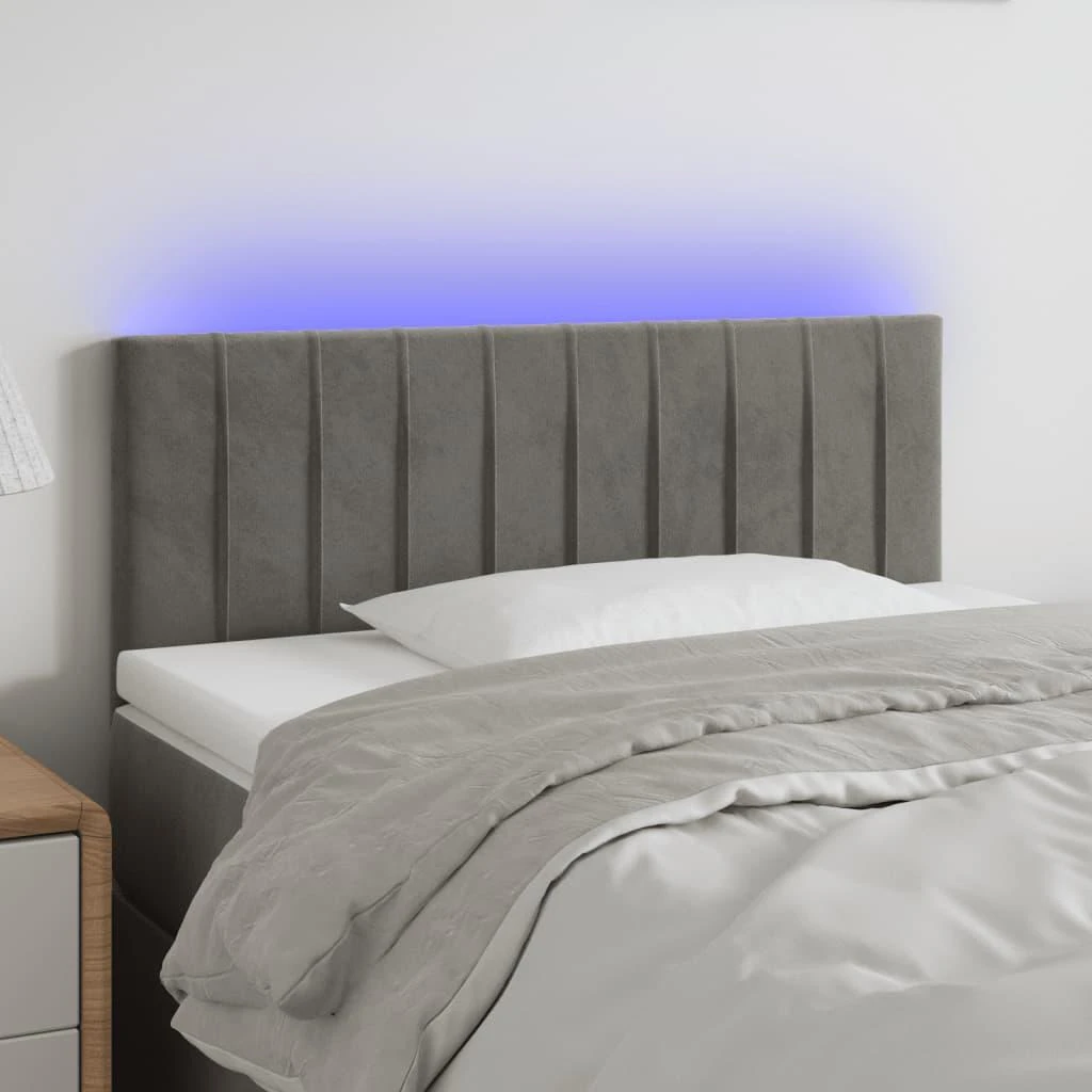 Galvūgalis su LED, šviesiai pilkas, 90x5x78/88cm, aksomas