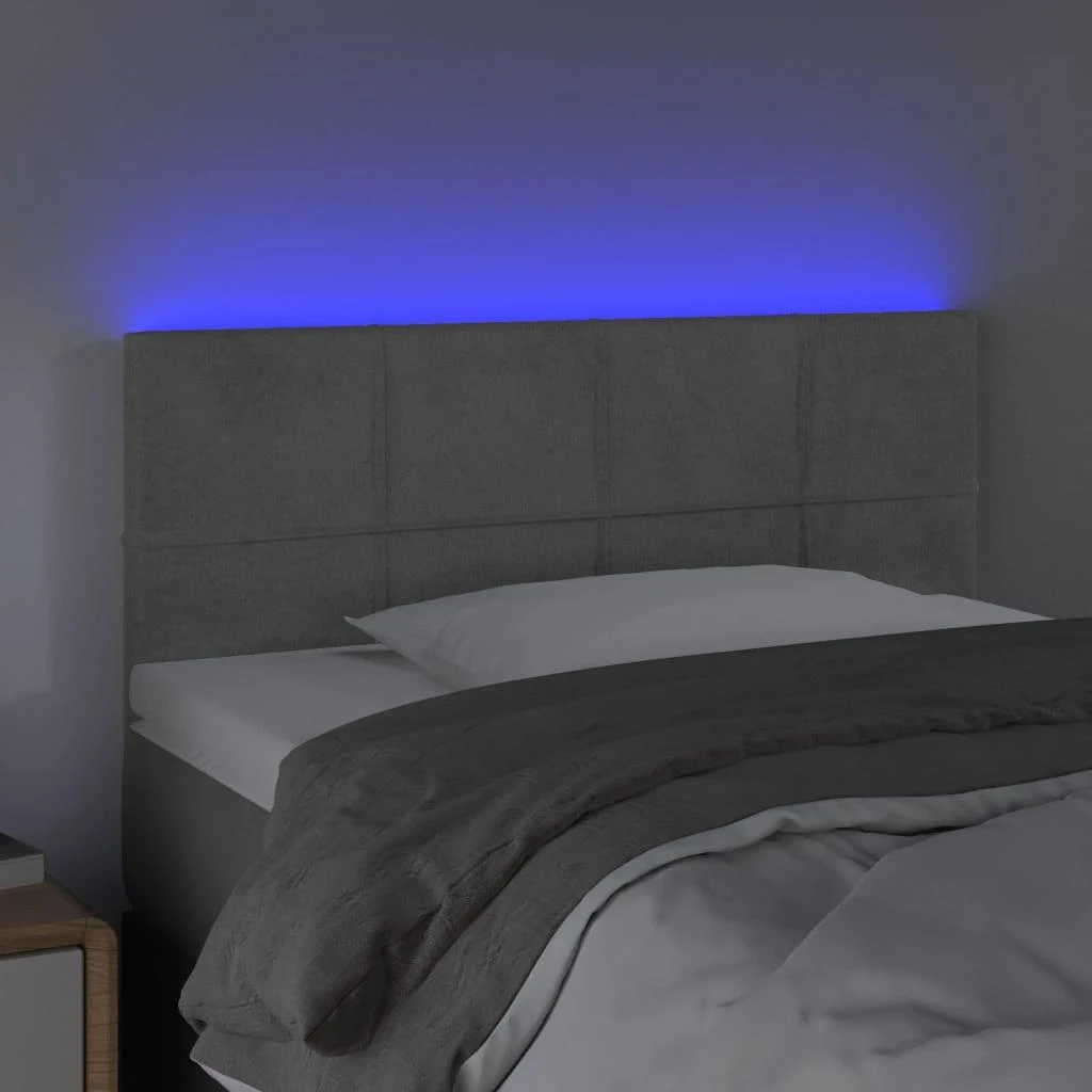 Galvūgalis su LED, šviesiai pilkas, 90x5x78/88cm, aksomas