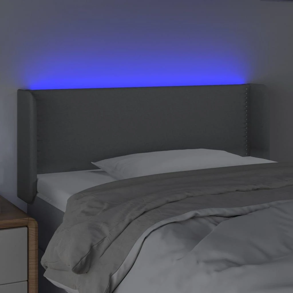 Galvūgalis su LED, šviesiai pilkas, 93x16x78/88cm, audinys