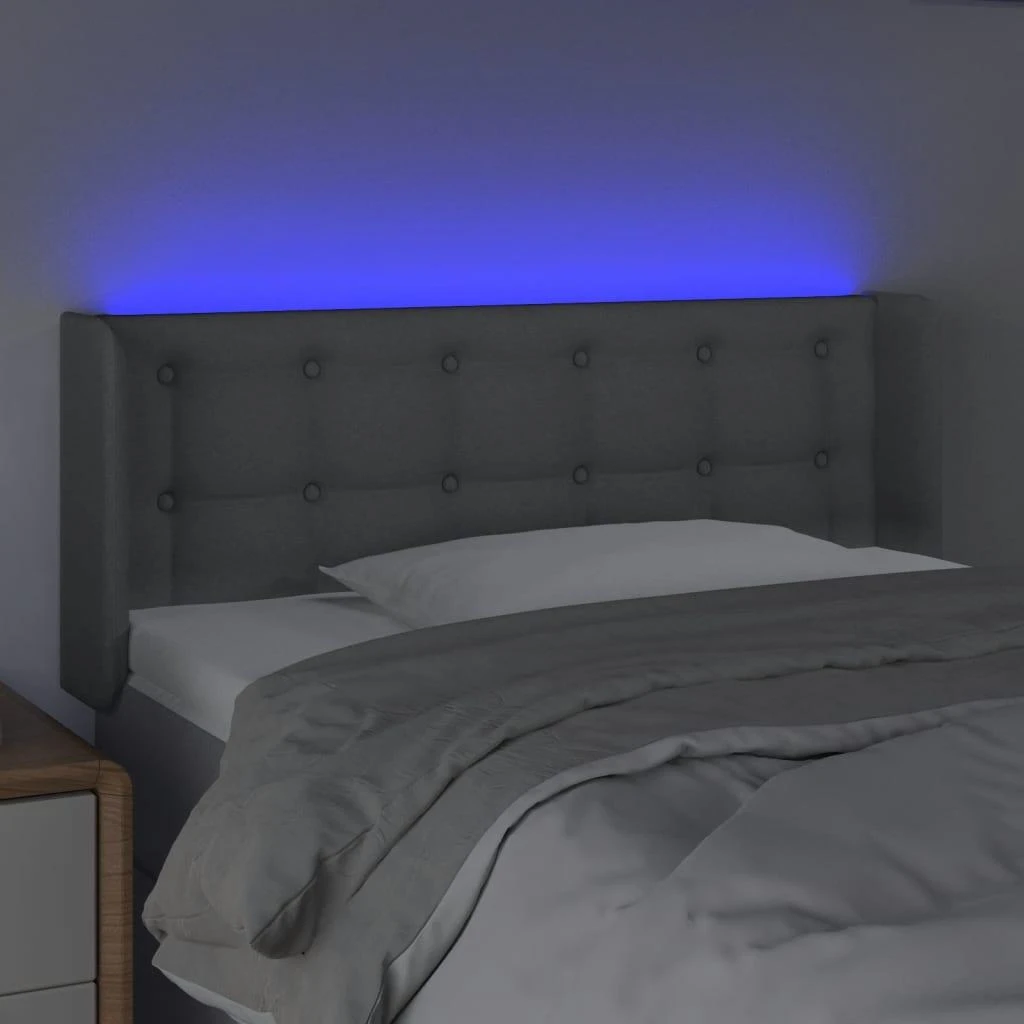 Galvūgalis su LED, šviesiai pilkas, 93x16x78/88cm, audinys
