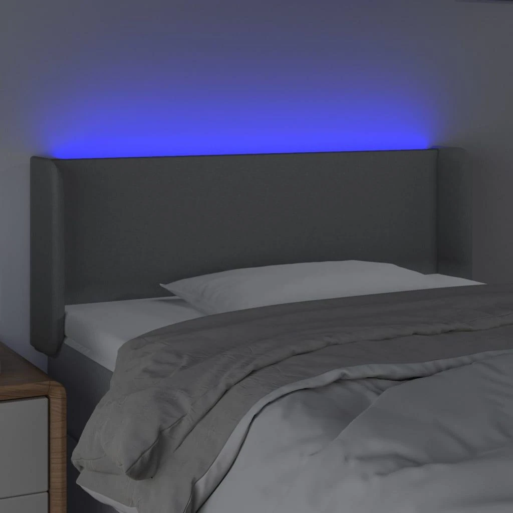 Galvūgalis su LED, šviesiai pilkas, 93x16x78/88cm, audinys