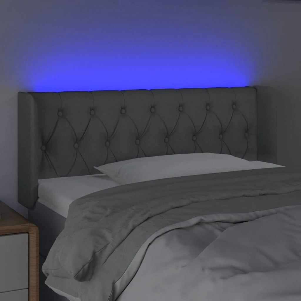 Galvūgalis su LED, šviesiai pilkas, 93x16x78/88cm, audinys