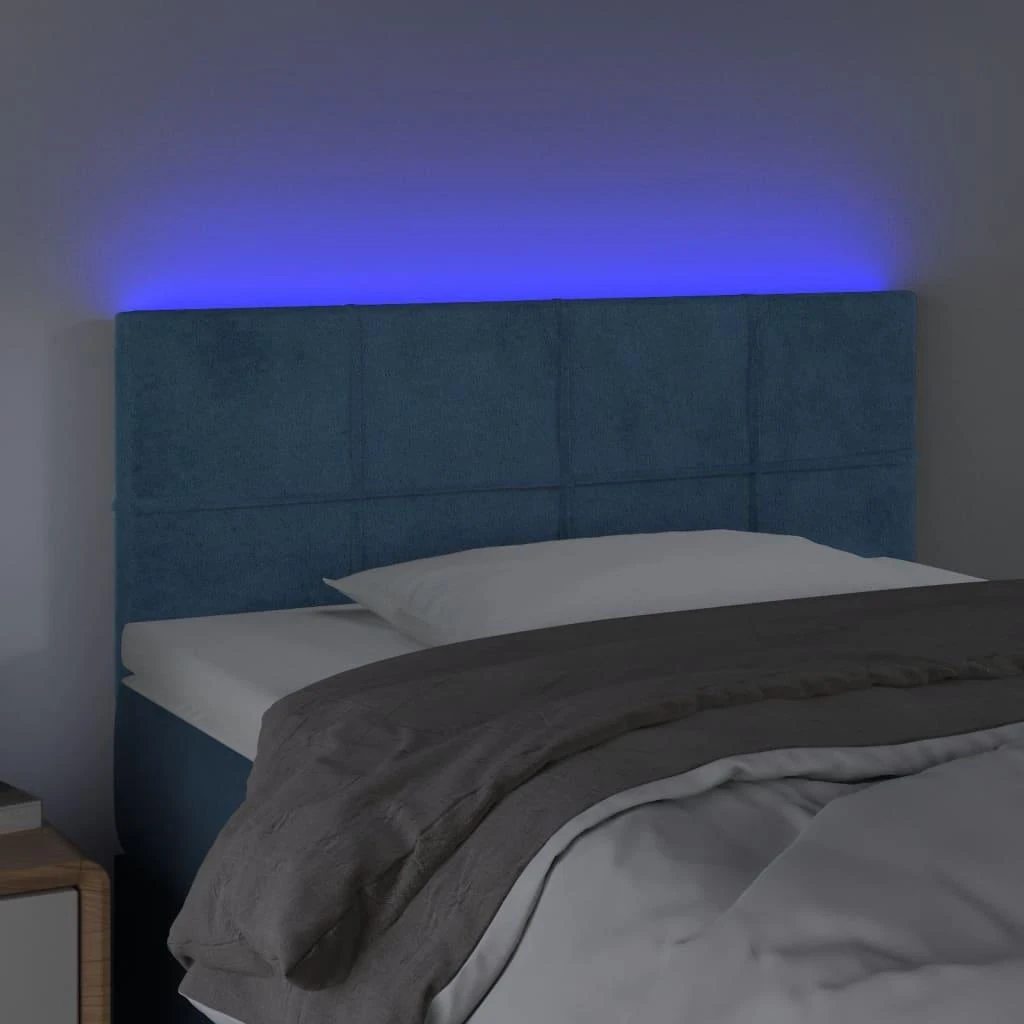 Galvūgalis su LED, tamsiai mėlynas, 100x5x78/88cm, aksomas