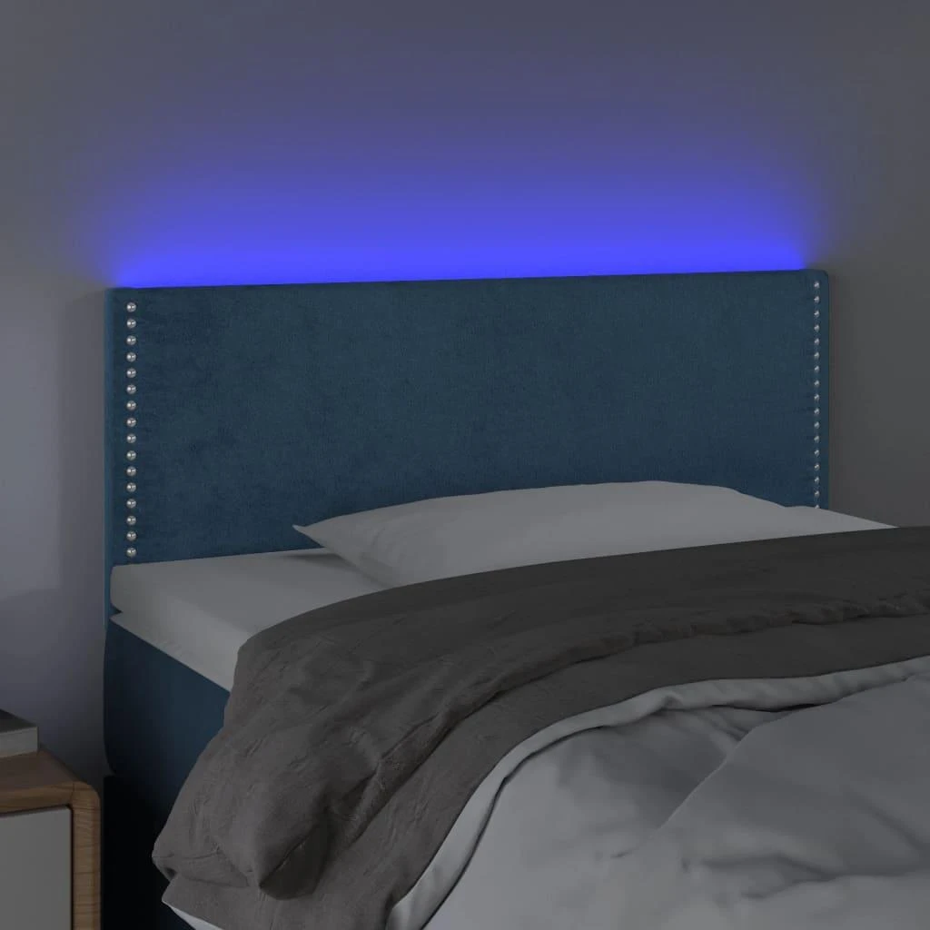 Galvūgalis su LED, tamsiai mėlynas, 100x5x78/88cm, aksomas