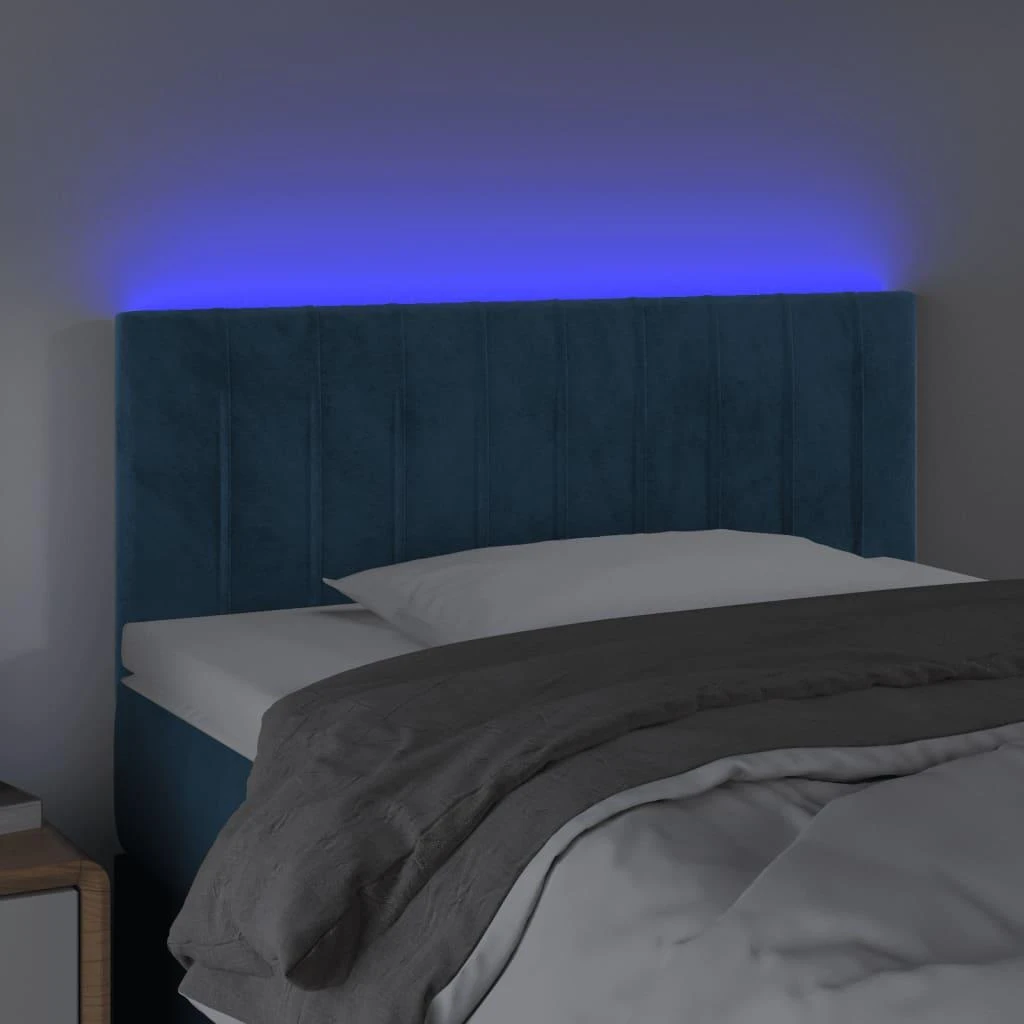 Galvūgalis su LED, tamsiai mėlynas, 100x5x78/88cm, aksomas