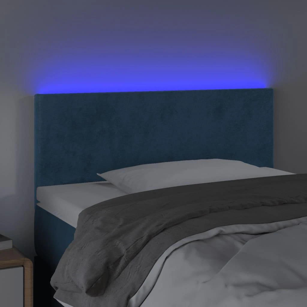 Galvūgalis su LED, tamsiai mėlynas, 100x5x78/88cm, aksomas