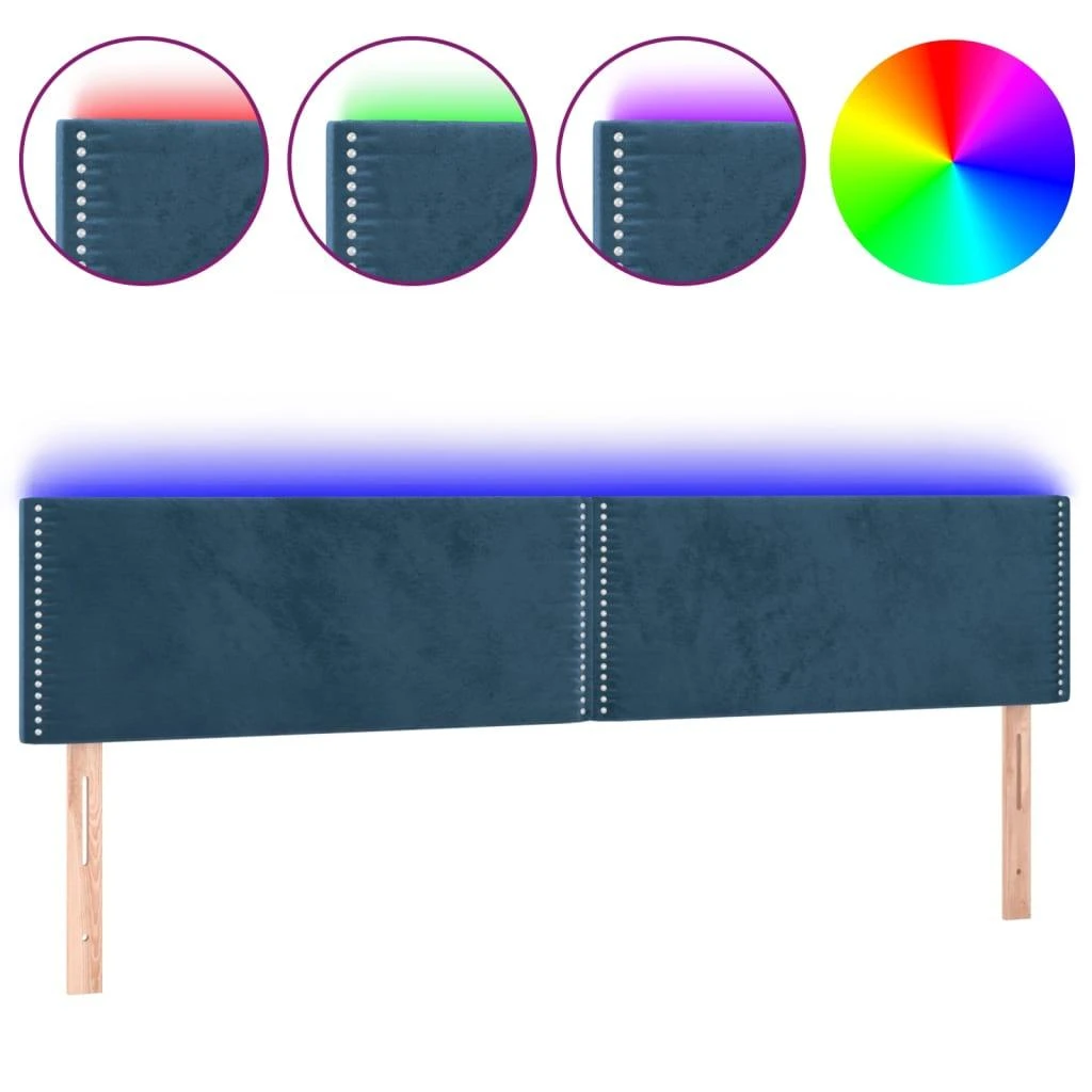 Galvūgalis su LED, tamsiai mėlynas, 160x5x78/88cm, aksomas
