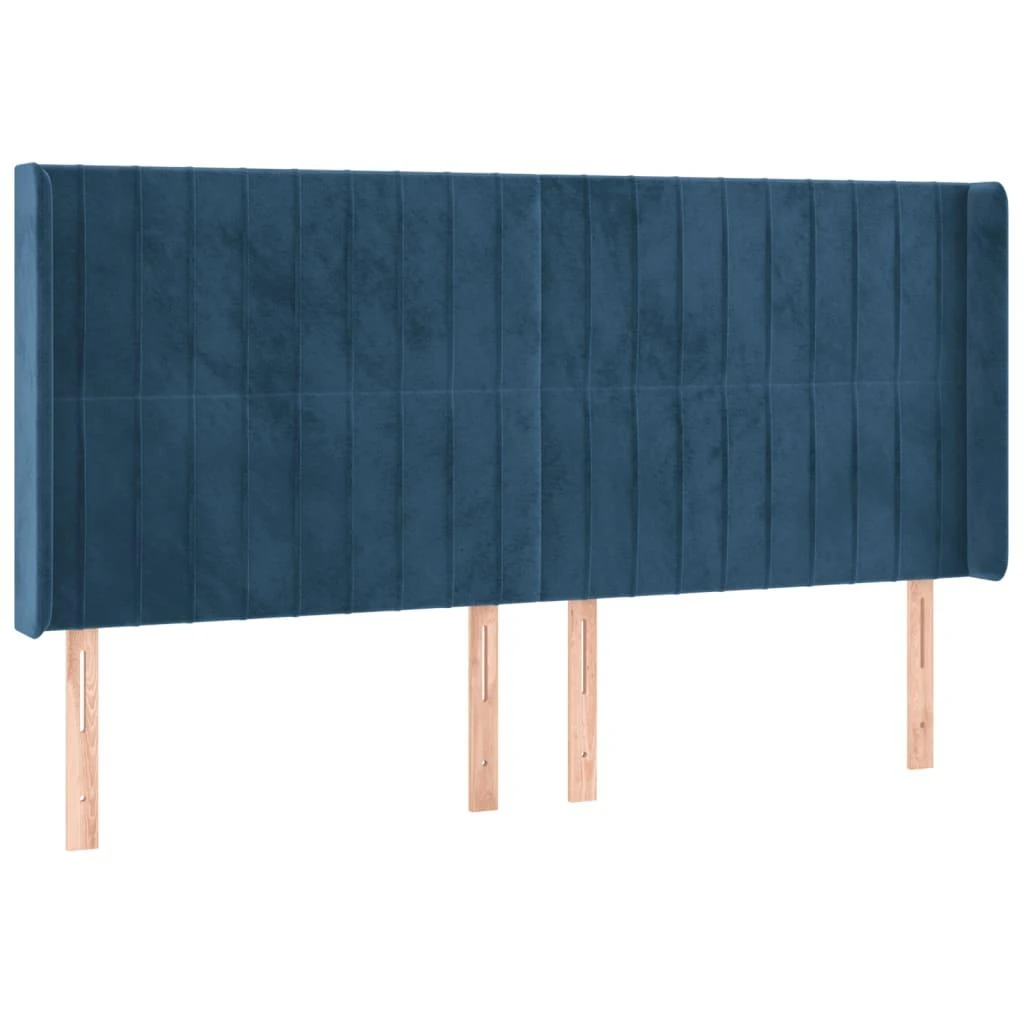 Galvūgalis su LED, tamsiai mėlynas, 163x16x118/128cm, aksomas
