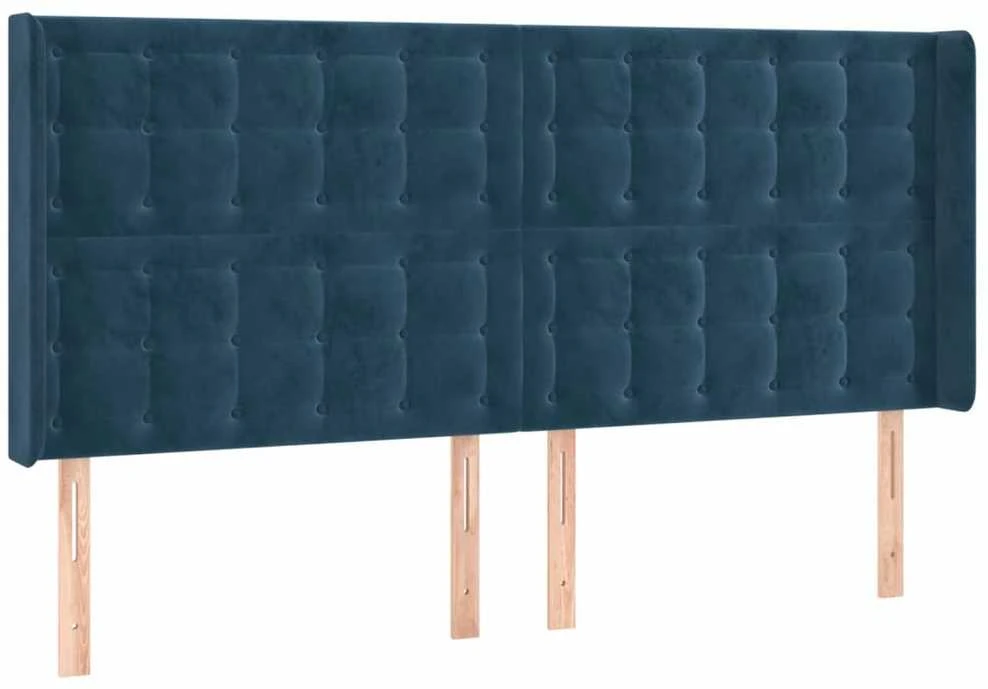 Galvūgalis su LED, tamsiai mėlynas, 183x16x118/128cm, aksomas