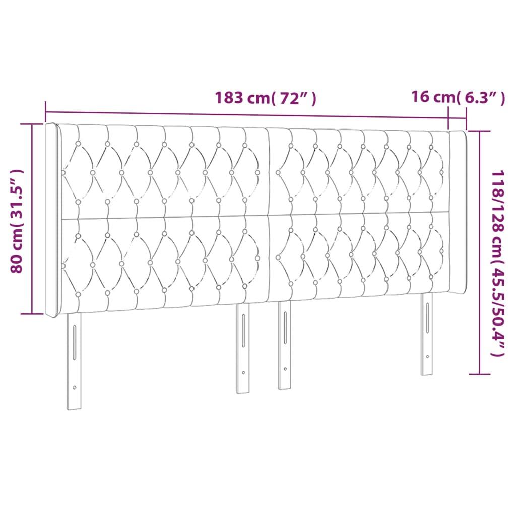 Galvūgalis su LED, tamsiai mėlynas, 183x16x118/128cm, aksomas