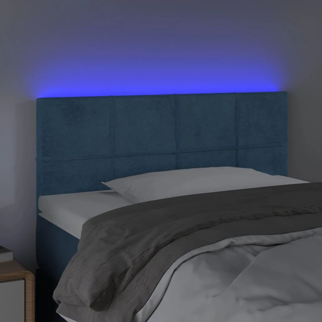 Galvūgalis su LED, tamsiai mėlynas, 90x5x78/88cm,aksomas