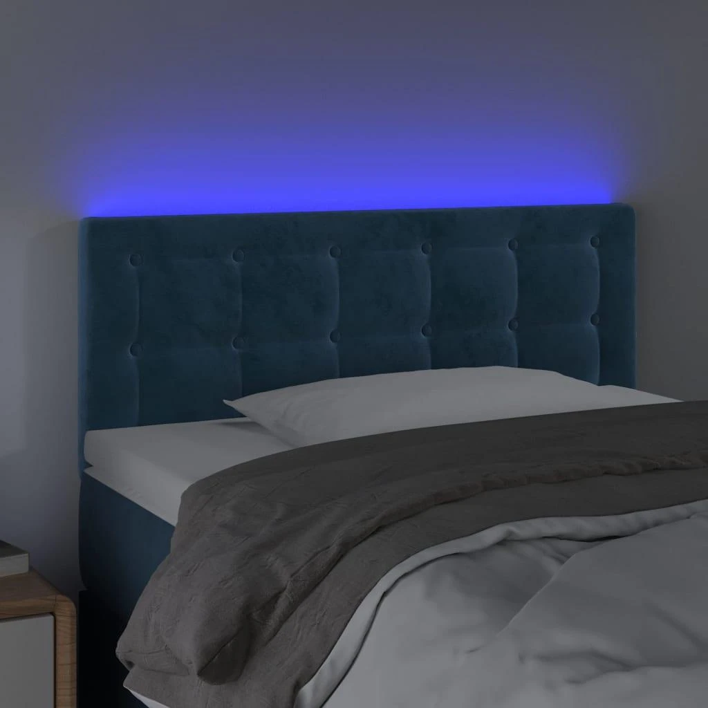 Galvūgalis su LED, tamsiai mėlynas, 90x5x78/88cm,aksomas