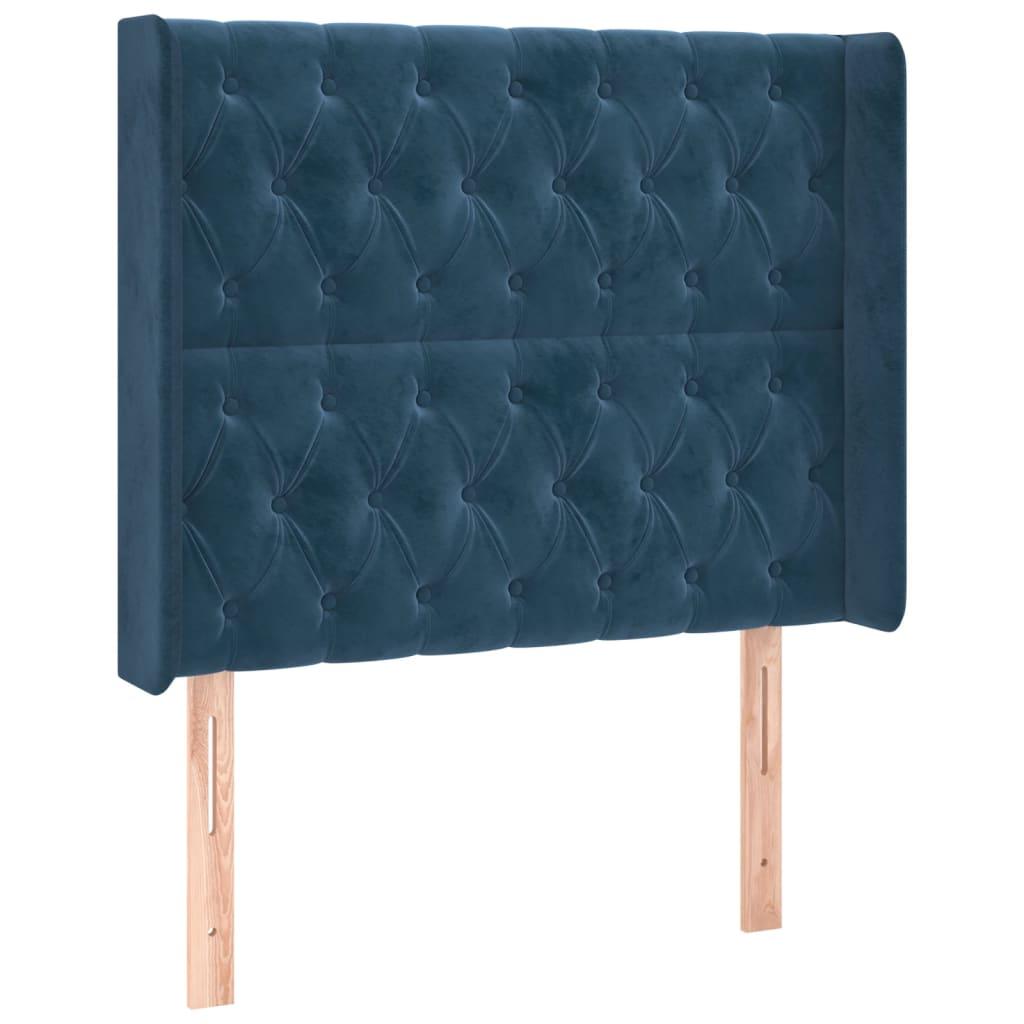 Galvūgalis su LED, tamsiai mėlynas, 93x16x118/128cm, aksomas