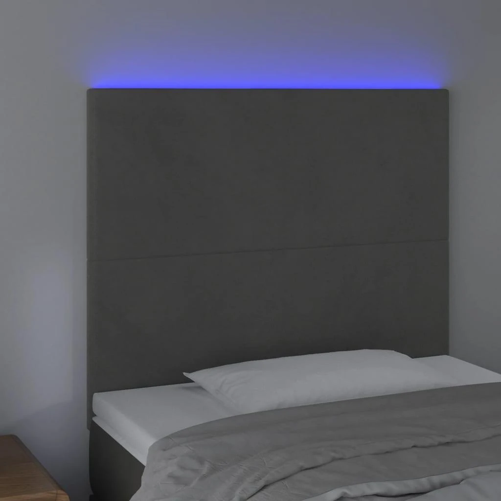 Galvūgalis su LED, tamsiai pilkas, 100x5x118/128cm, aksomas