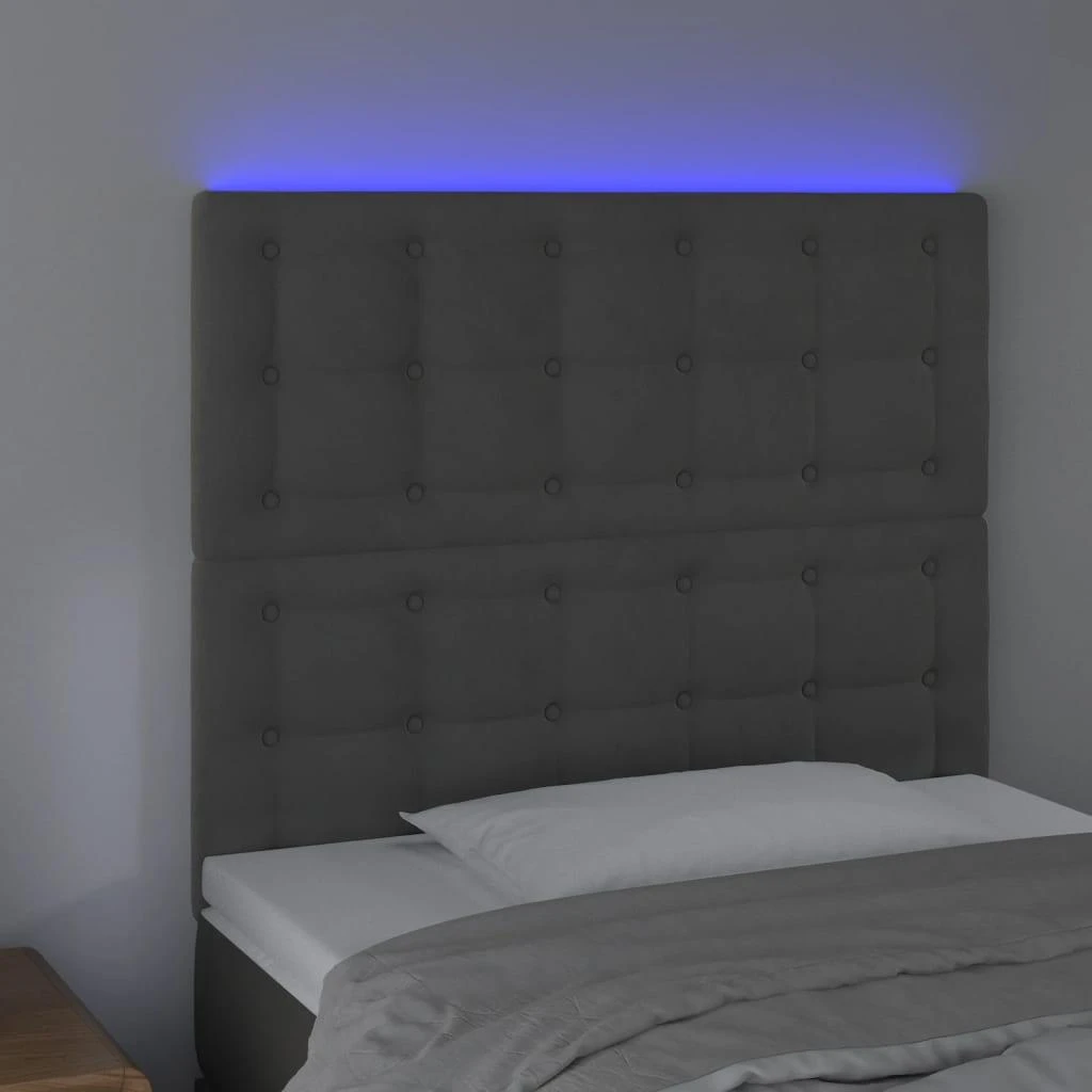 Galvūgalis su LED, tamsiai pilkas, 100x5x118/128cm, aksomas