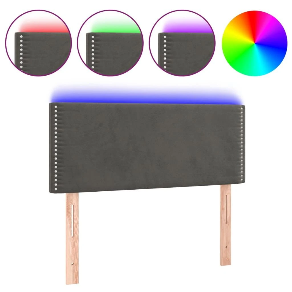 Galvūgalis su LED, tamsiai pilkas, 100x5x78/88cm, aksomas