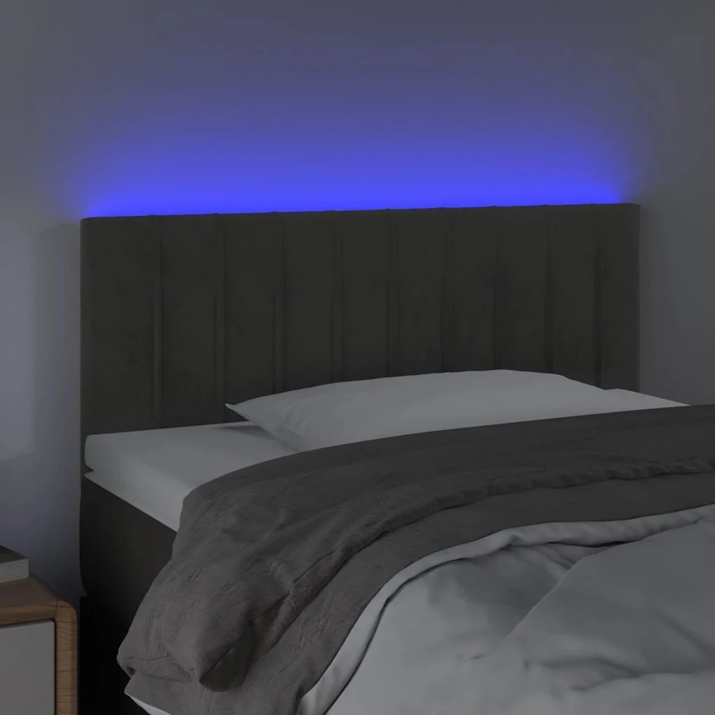 Galvūgalis su LED, tamsiai pilkas, 100x5x78/88cm, aksomas