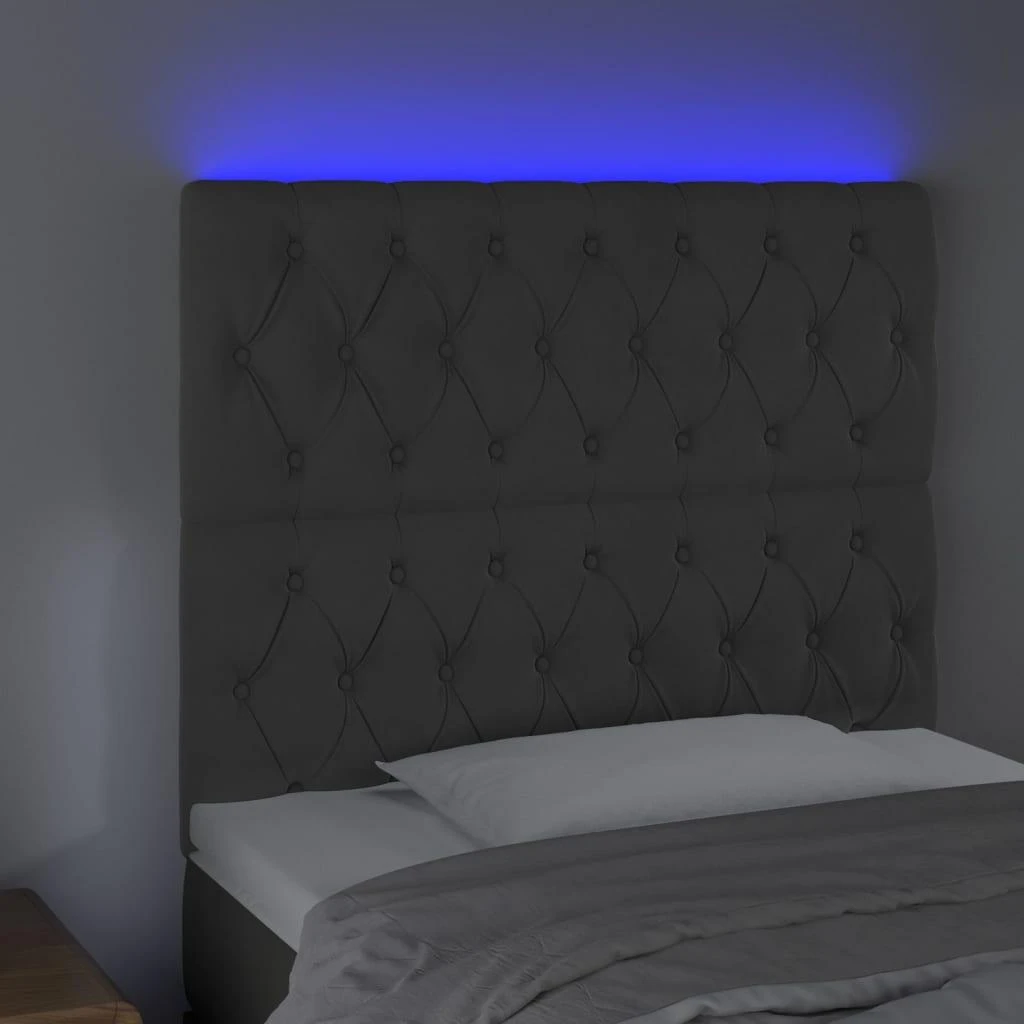 Galvūgalis su LED, tamsiai pilkas, 100x7x118/128cm, aksomas