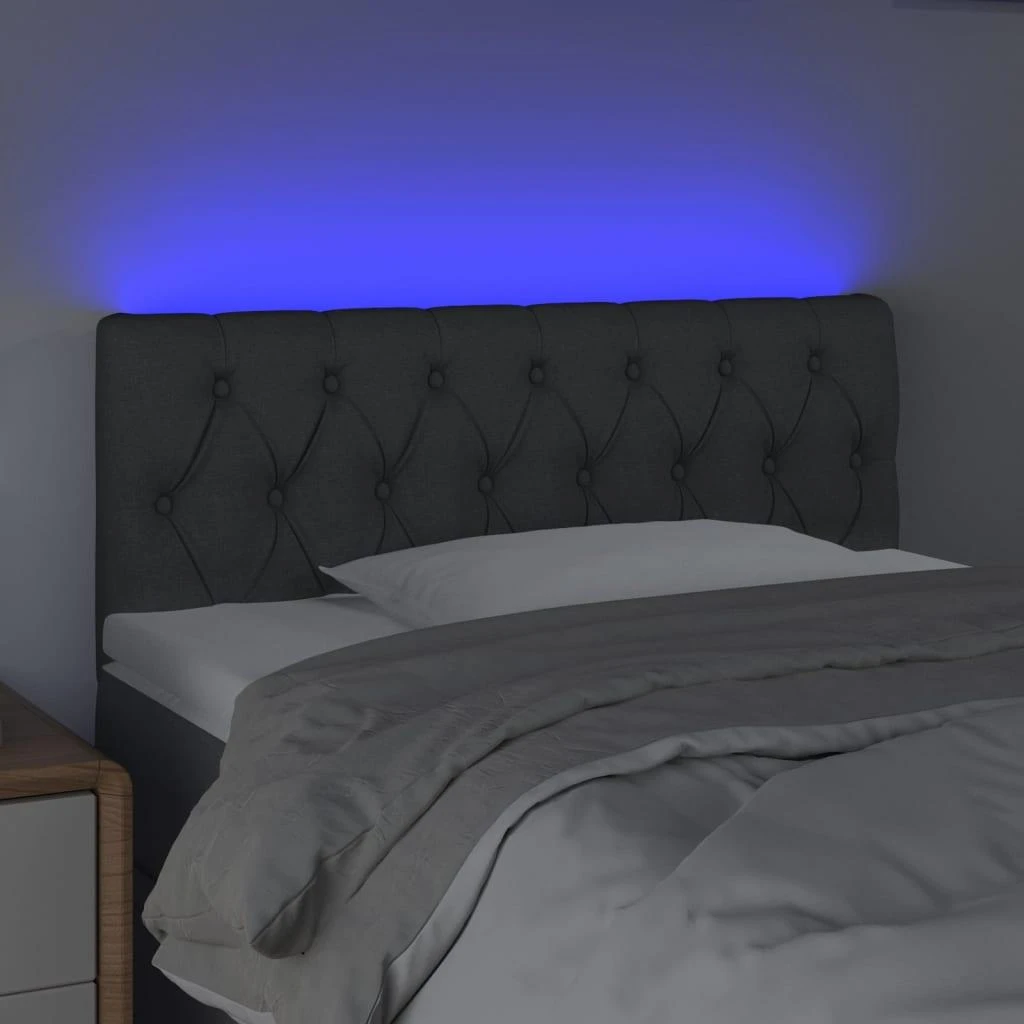Galvūgalis su LED, tamsiai pilkas, 100x7x78/88cm, audinys