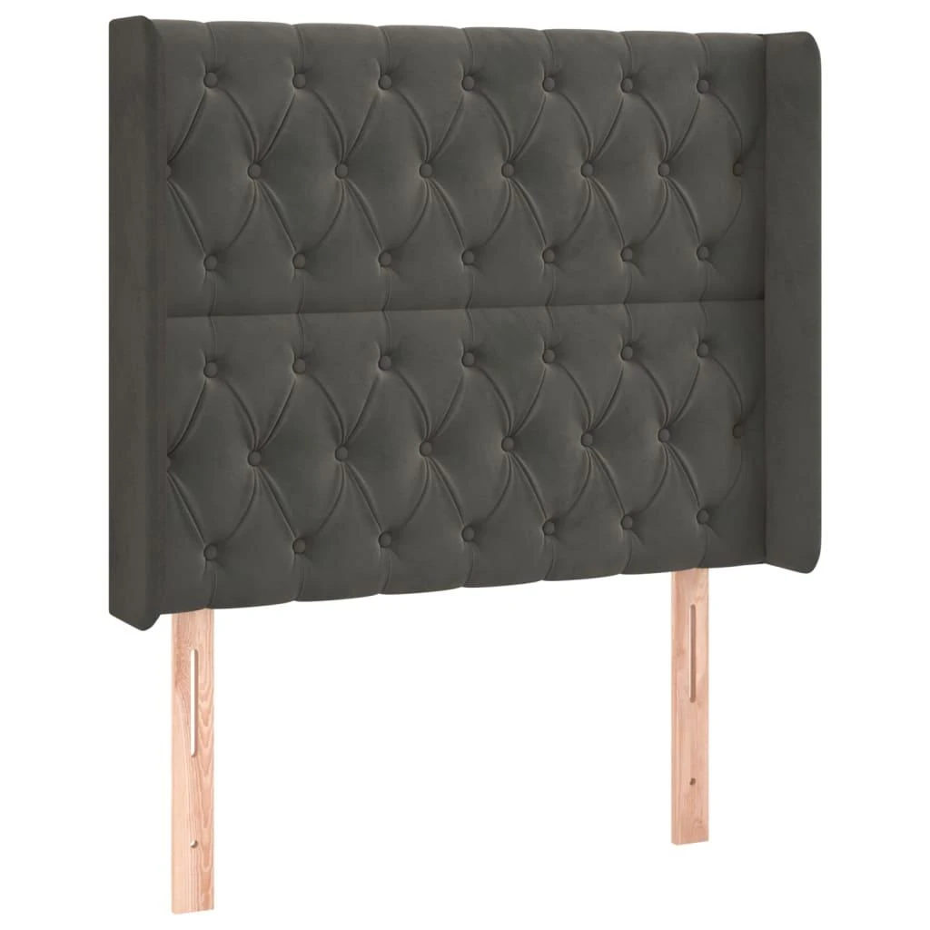 Galvūgalis su LED, tamsiai pilkas, 103x16x118/128cm, aksomas
