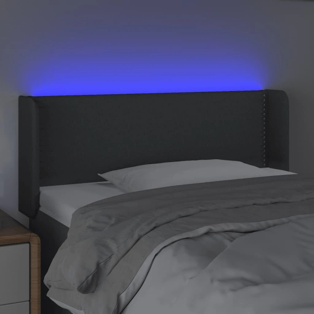 Galvūgalis su LED, tamsiai pilkas, 103x16x78/88cm, audinys