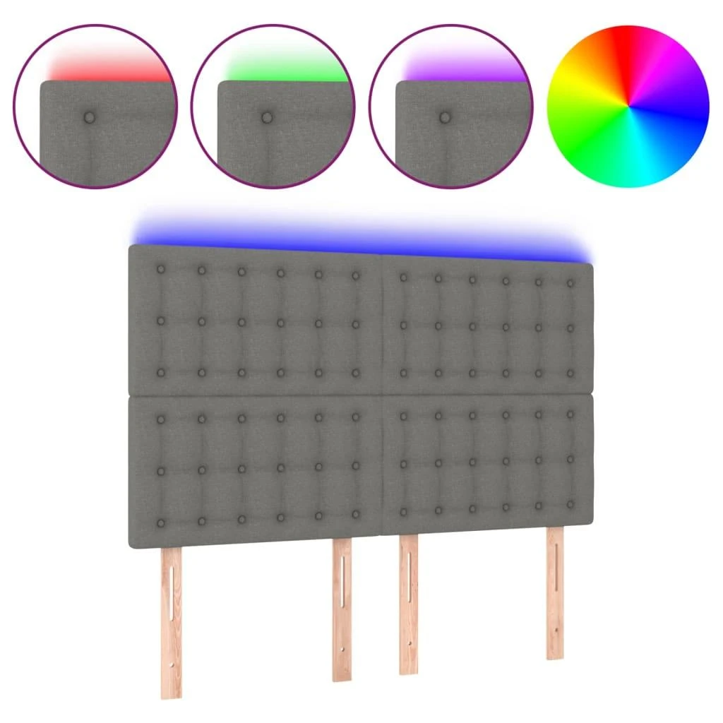 Galvūgalis su LED, tamsiai pilkas, 144x5x118/128cm, audinys