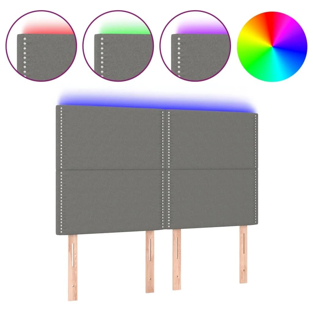 Galvūgalis su LED, tamsiai pilkas, 144x5x118/128cm, audinys