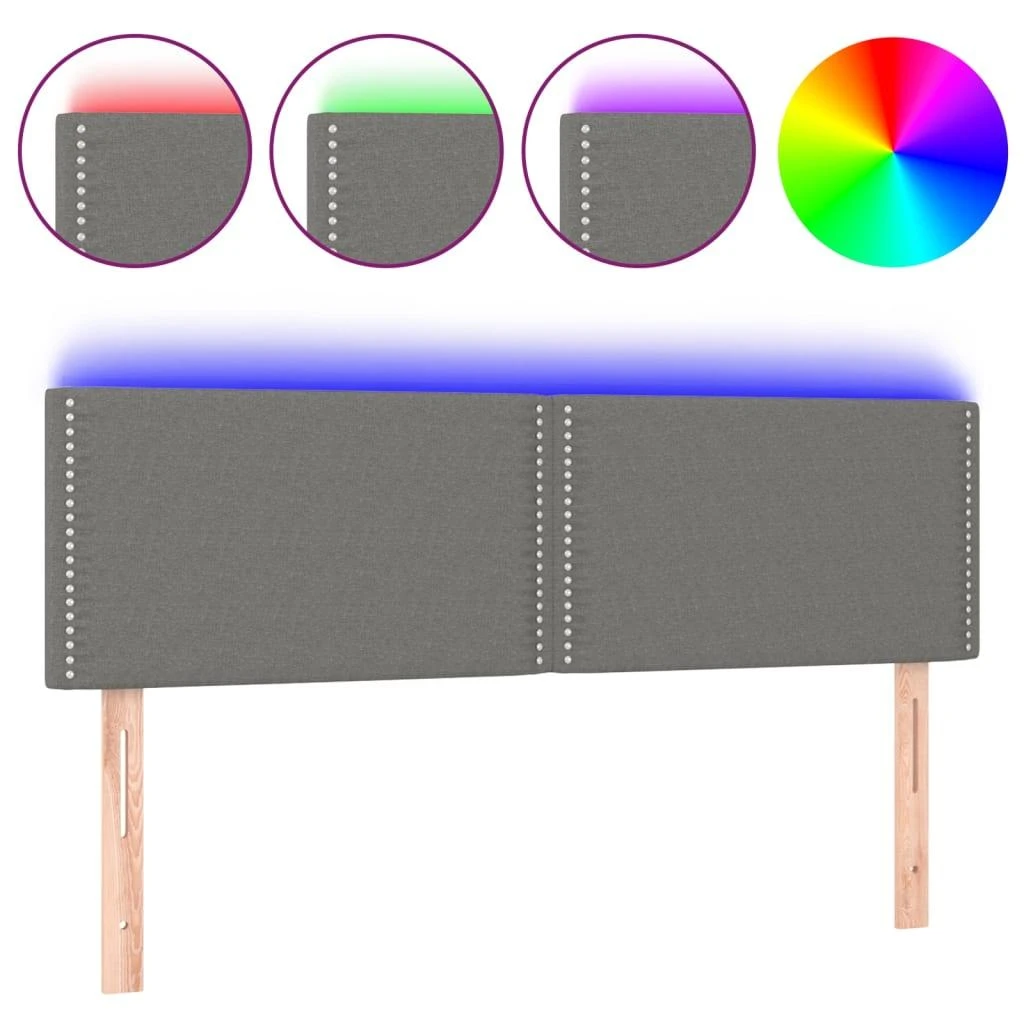Galvūgalis su LED, tamsiai pilkas, 144x5x78/88cm, audinys