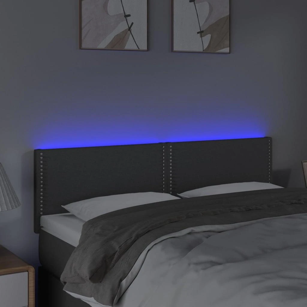 Galvūgalis su LED, tamsiai pilkas, 144x5x78/88cm, audinys
