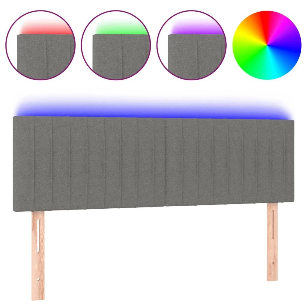 Galvūgalis su LED, tamsiai pilkas, 144x5x78/88cm, audinys