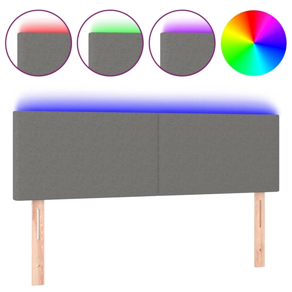 Galvūgalis su LED, tamsiai pilkas, 144x5x78/88cm, audinys