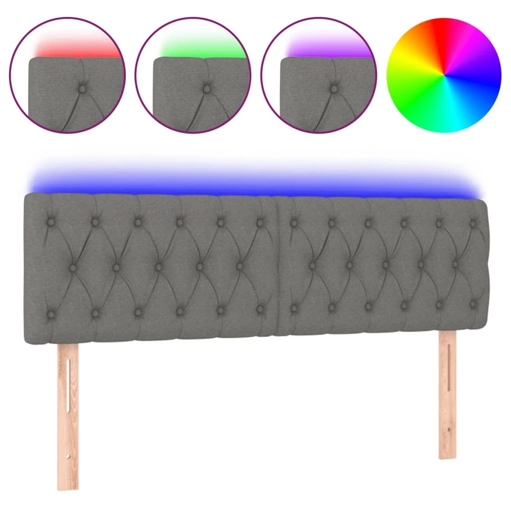 Galvūgalis su LED, tamsiai pilkas, 144x7x78/88cm, audinys