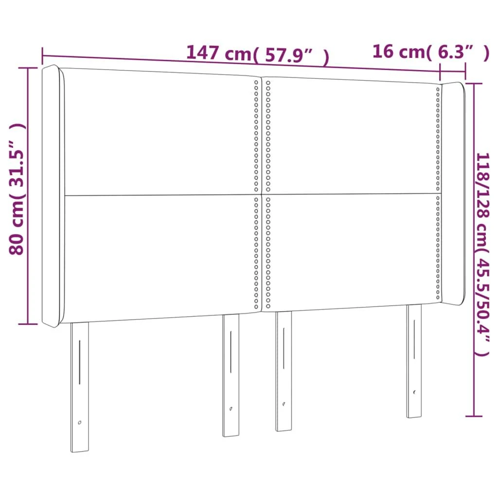 Galvūgalis su LED, tamsiai pilkas, 147x16x118/128cm, audinys