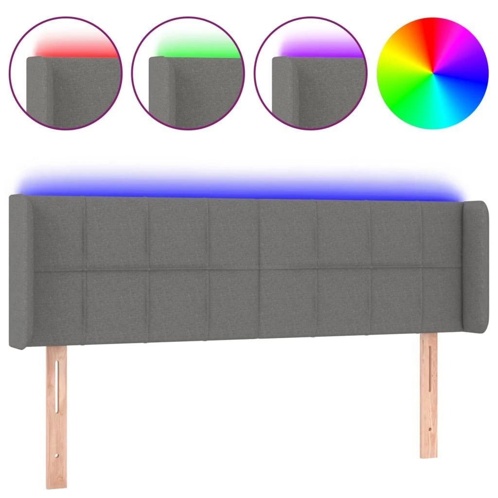 Galvūgalis su LED, tamsiai pilkas, 147x16x78/88cm, audinys