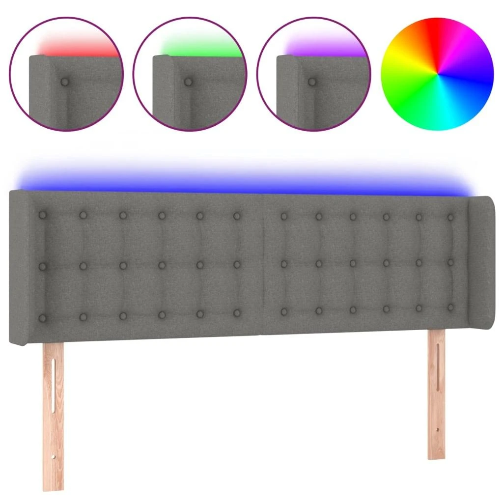 Galvūgalis su LED, tamsiai pilkas, 147x16x78/88cm, audinys