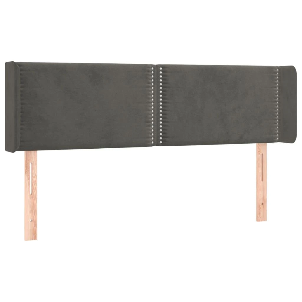 Galvūgalis su LED, tamsiai pilkas, 147x16x78/88cm, aksomas