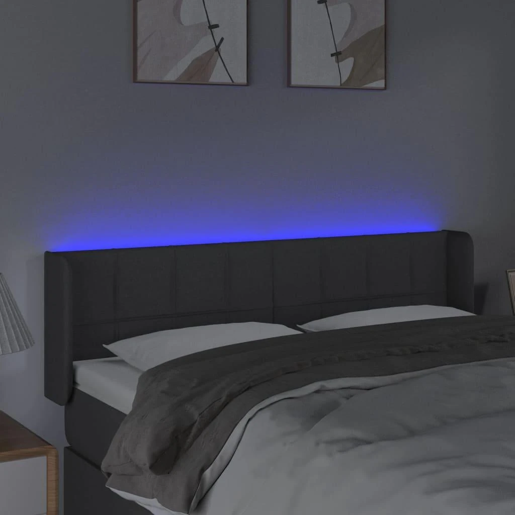 Galvūgalis su LED, tamsiai pilkas, 147x16x78/88cm, audinys