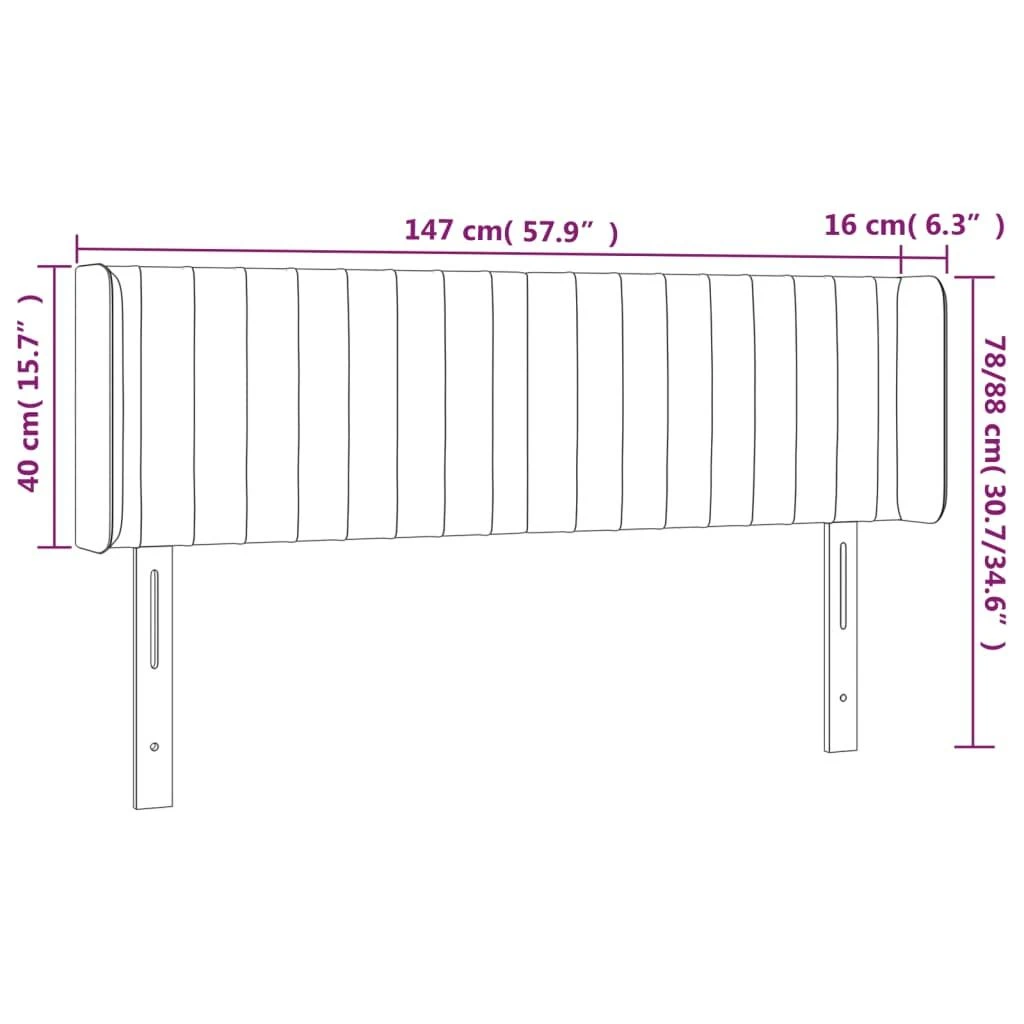 Galvūgalis su LED, tamsiai pilkas, 147x16x78/88cm, aksomas