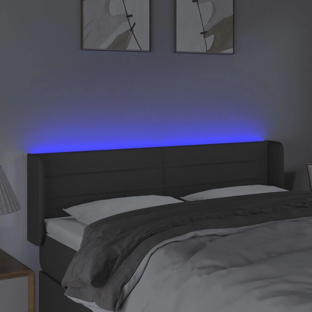 Galvūgalis su LED, tamsiai pilkas, 147x16x78/88cm, audinys