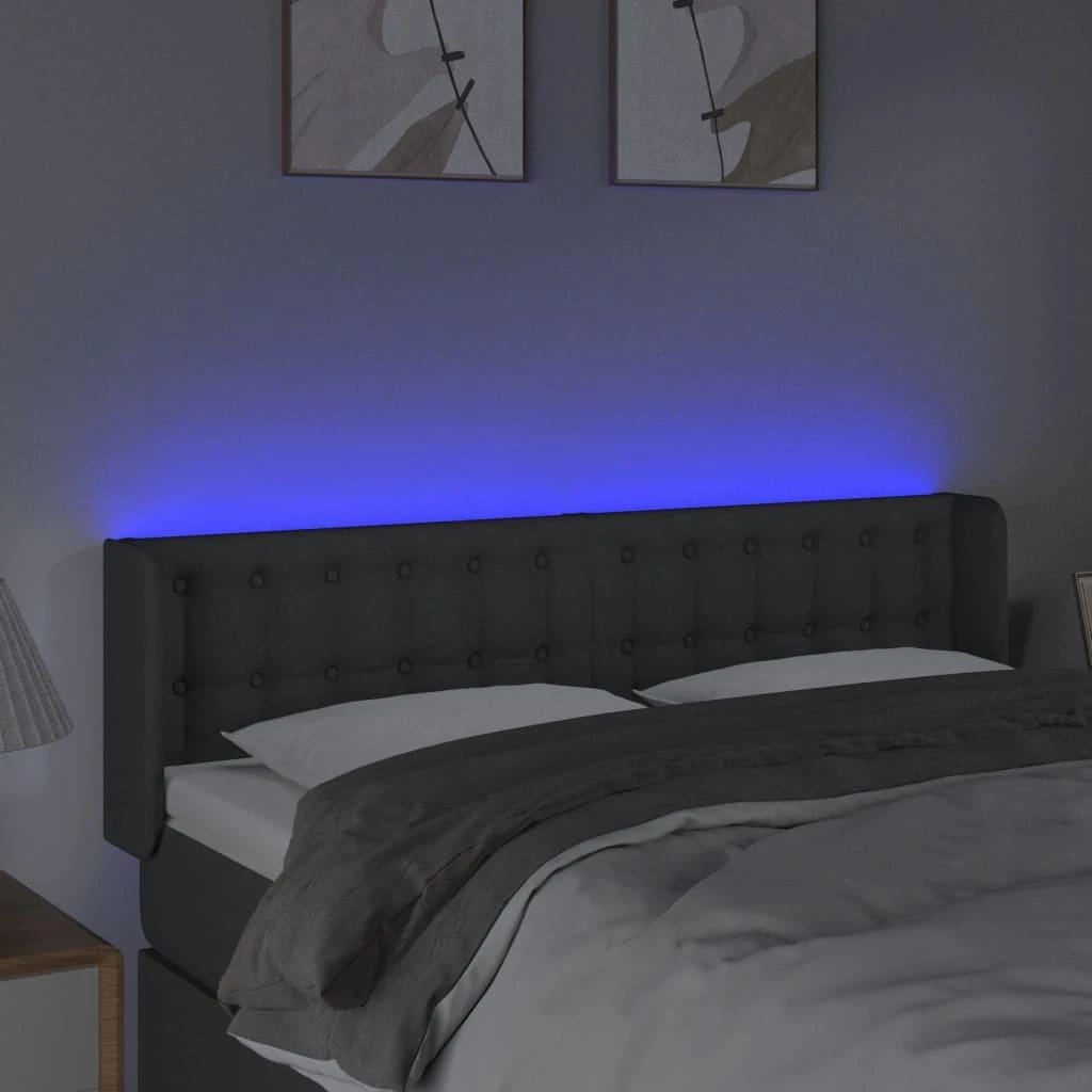 Galvūgalis su LED, tamsiai pilkas, 147x16x78/88cm, audinys