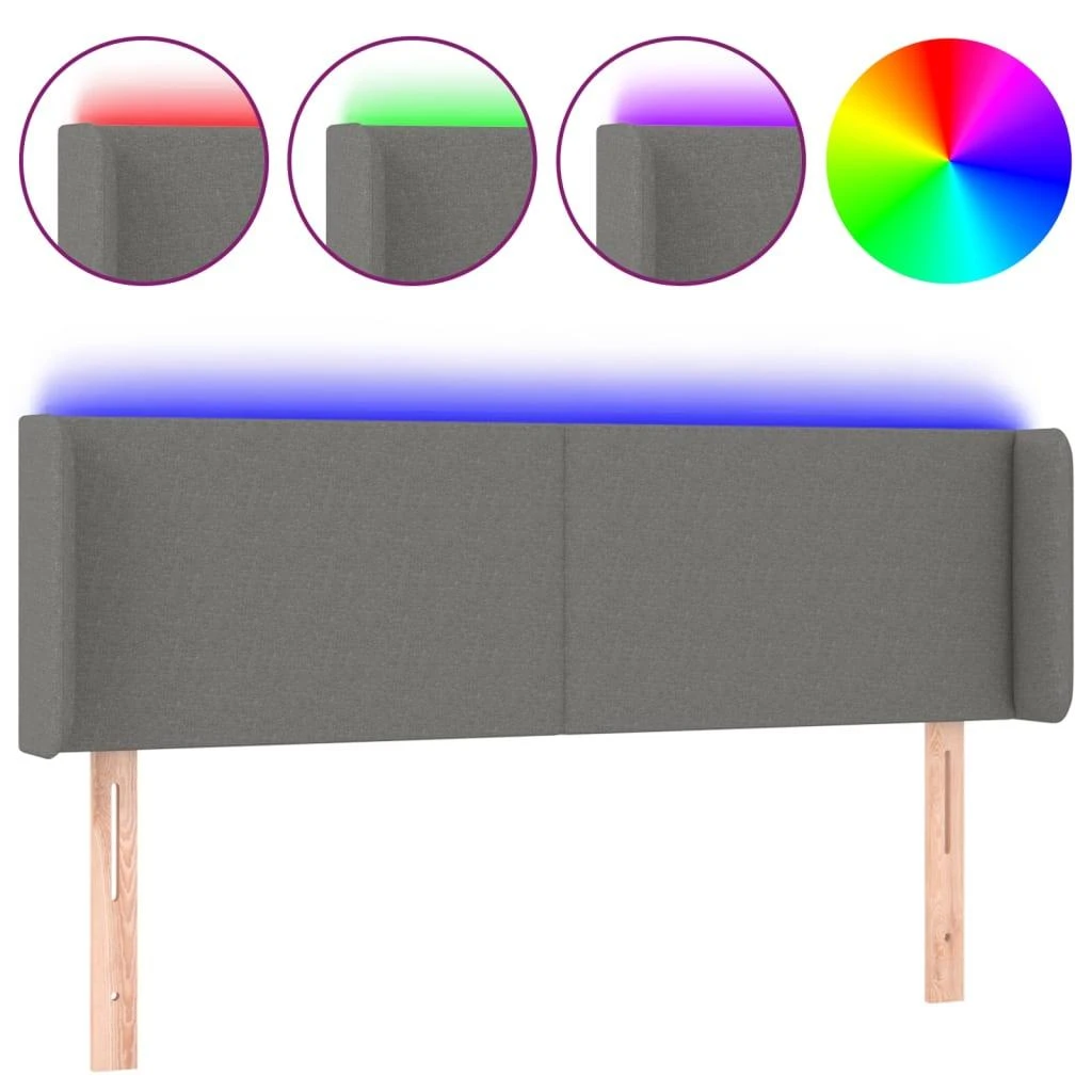 Galvūgalis su LED, tamsiai pilkas, 147x16x78/88cm, audinys