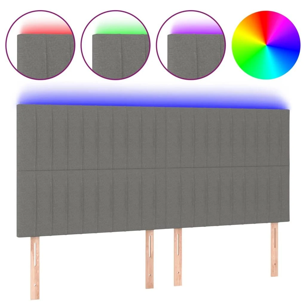 Galvūgalis su LED, tamsiai pilkas, 160x5x118/128cm, audinys