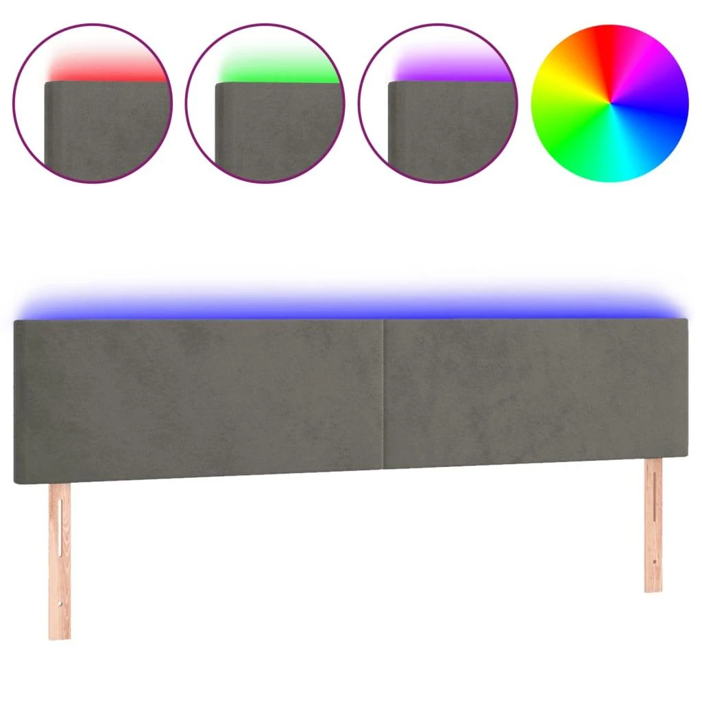 Galvūgalis su LED, tamsiai pilkas, 160x5x78/88cm, aksomas