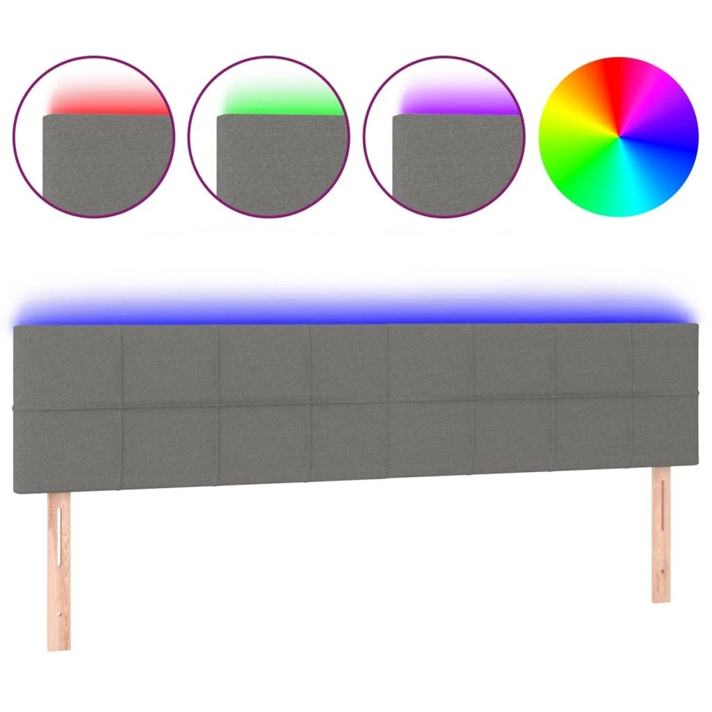 Galvūgalis su LED, tamsiai pilkas, 160x5x78/88cm, audinys