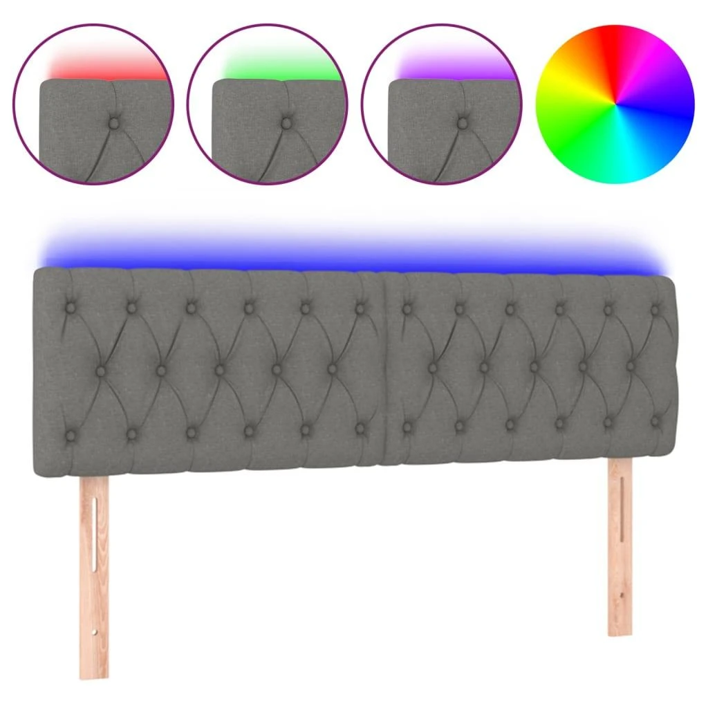 Galvūgalis su LED, tamsiai pilkas, 160x7x78/88cm, audinys