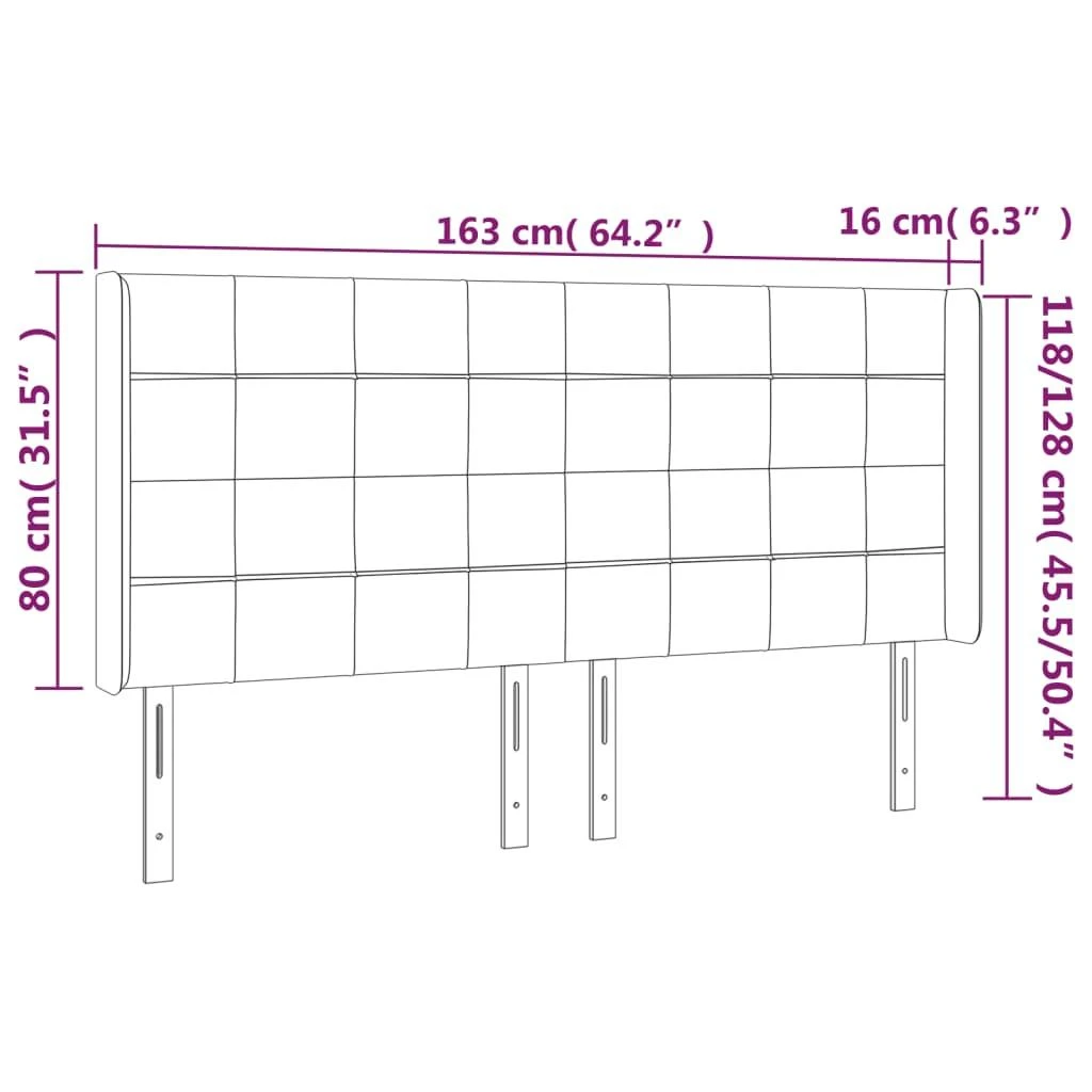 Galvūgalis su LED, tamsiai pilkas, 163x16x118/128cm, aksomas