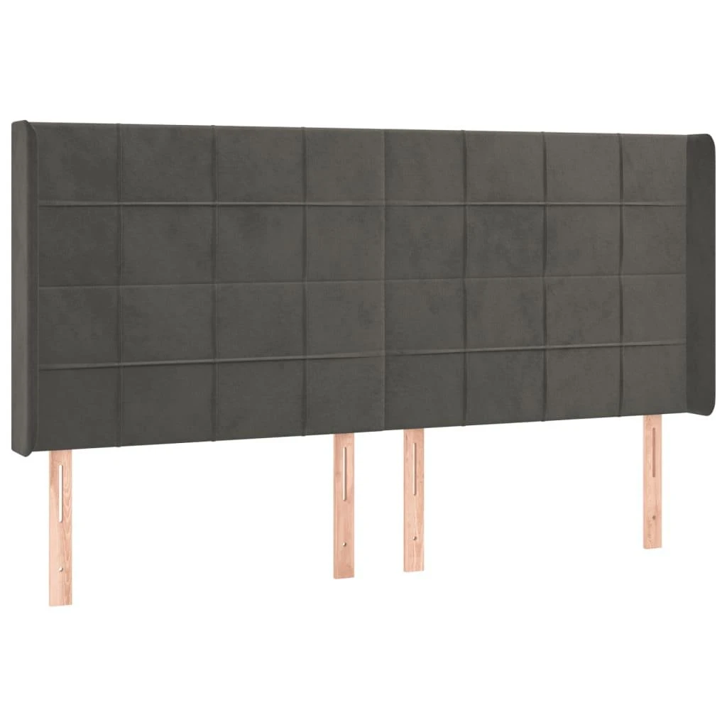 Galvūgalis su LED, tamsiai pilkas, 163x16x118/128cm, aksomas