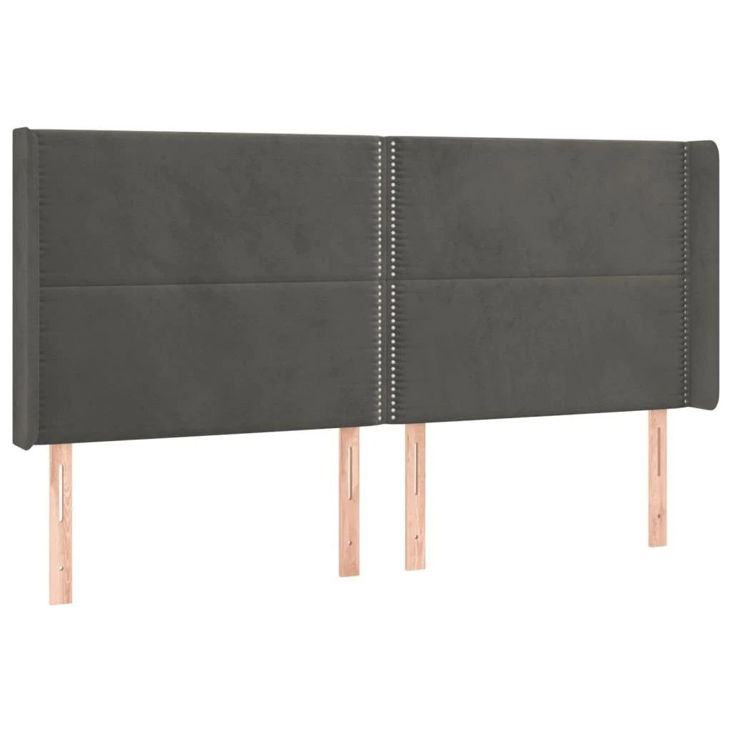 Galvūgalis su LED, tamsiai pilkas, 163x16x118/128cm, aksomas