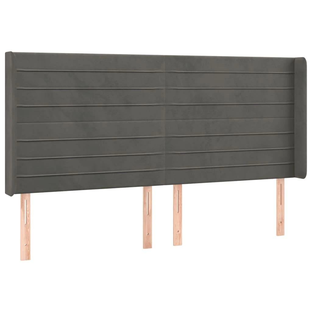 Galvūgalis su LED, tamsiai pilkas, 163x16x118/128cm, aksomas