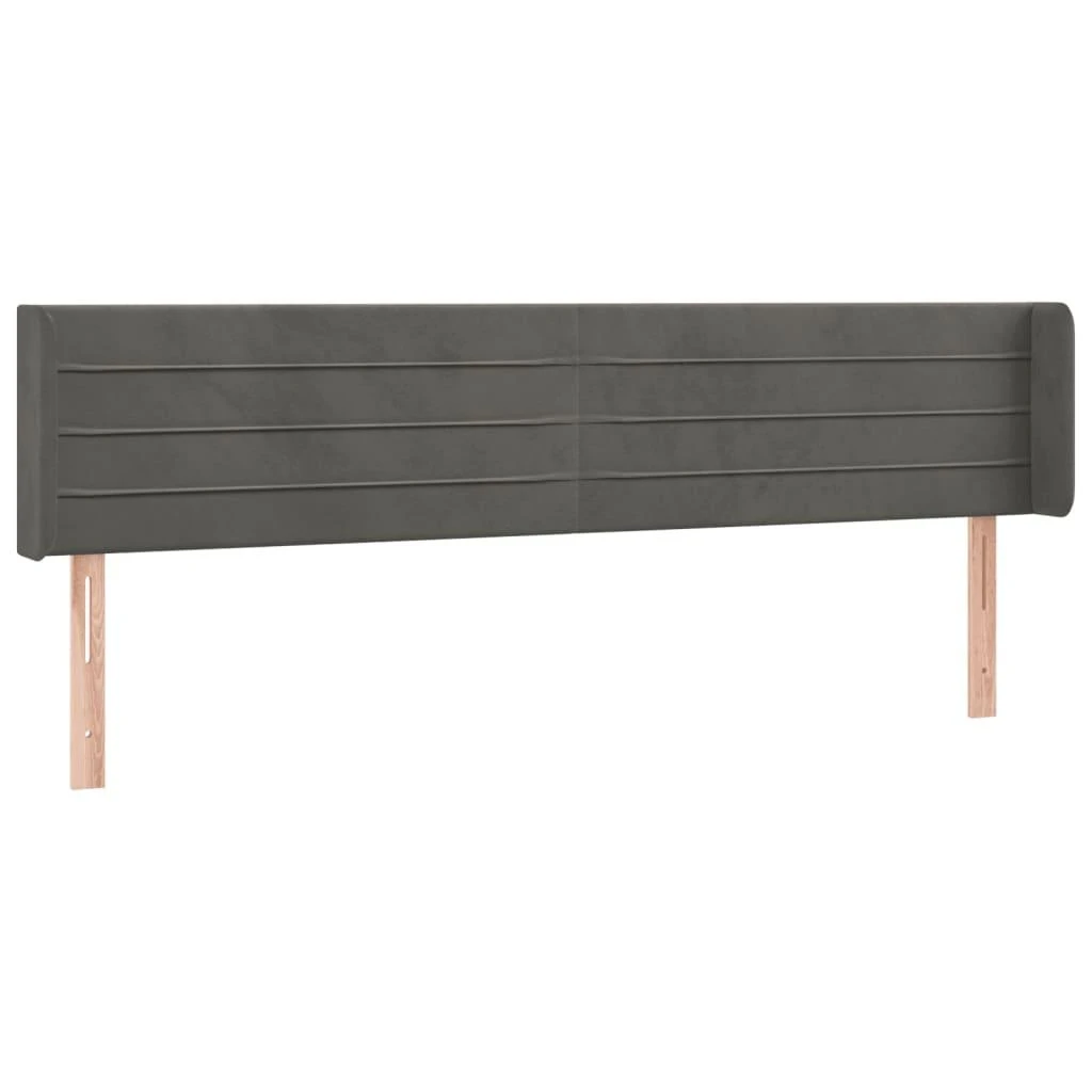 Galvūgalis su LED, tamsiai pilkas, 163x16x78/88cm, aksomas